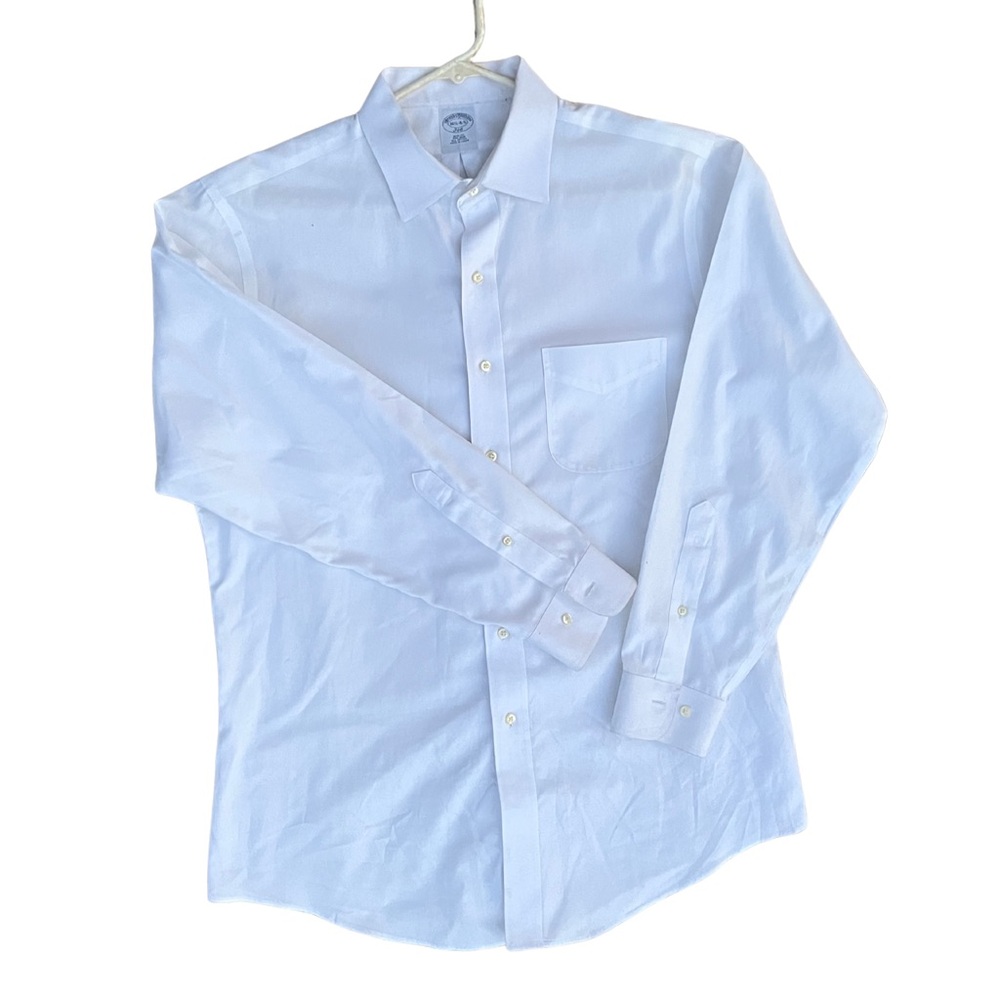 Men's Brooks Brothers Vtg 346 Slim Fit Classic White Dress Shirt Size 16.5-4/5